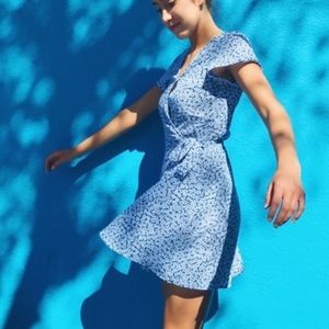 H&M Blue Floral Wrap Dress